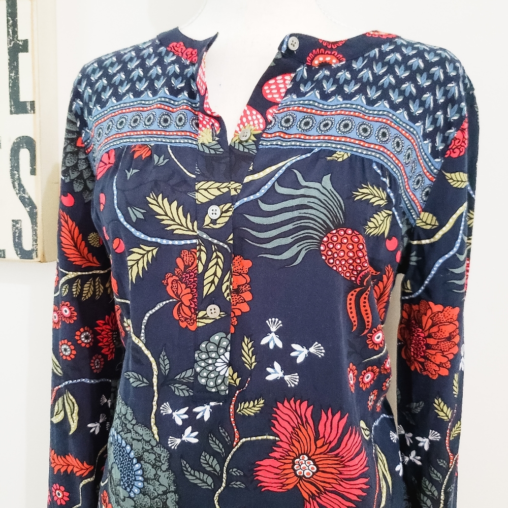 βLOFT LONG SLEEVE BLOUSE THIN FLOWY SMALL FLORAL - Picture 2 of 8